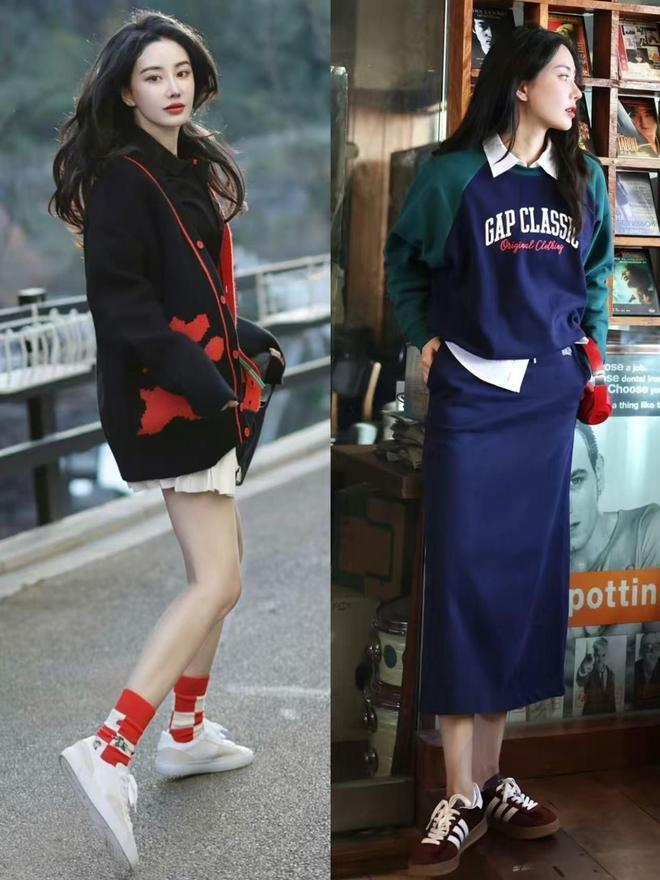 降温后才发现：满大街都是“裙子+运动鞋”时髦又有女人味真美(图5)