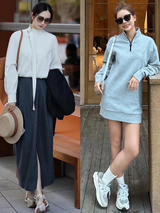 降温后才发现：满大街都是“裙子+运动鞋”时髦又有女人味真美(图4)