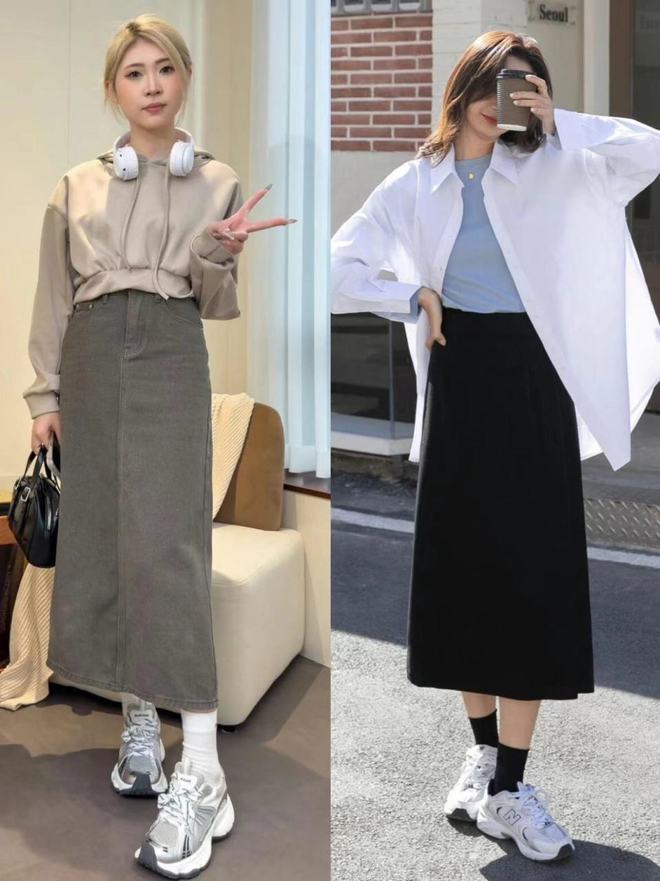 降温后才发现：满大街都是“裙子+运动鞋”时髦又有女人味真美(图8)