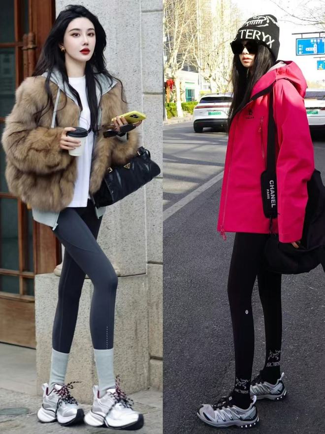中年女人穿运动鞋时尽量不要配大衣、羽绒服换成这些会更时尚